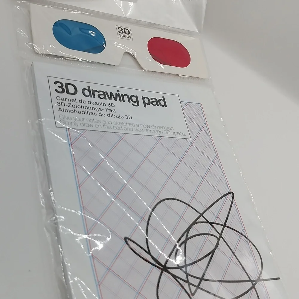 3D Drawing Pad with 3D Glasses, 5.5 x 8.25 inches 1 Pad/50 Sheets SEALED